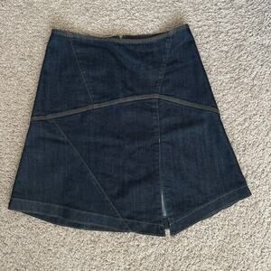 Vtg Y2K Denim Skirt Dark Wash With Slits Eddie Rodriguez